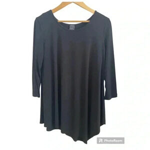 Clara Sun Woo Womens Asymmetrical Black Tunic Top